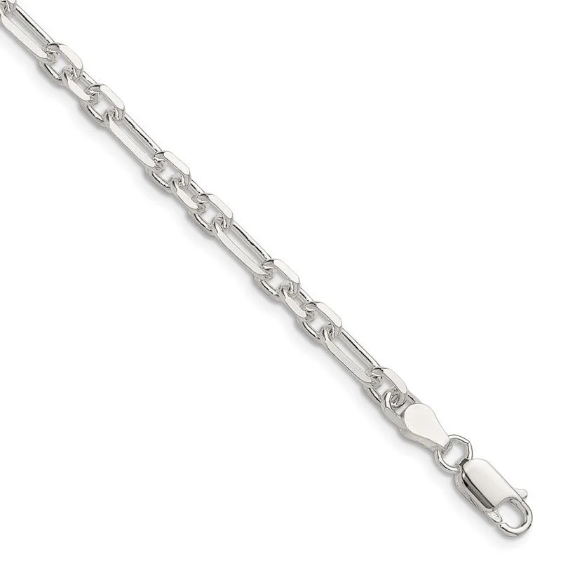 Handcrafted Bracelet for Personal Style-Sterling Silver D/C 4.5mm 3 Short Plus 1 Long Cable Link Chain Bracelet