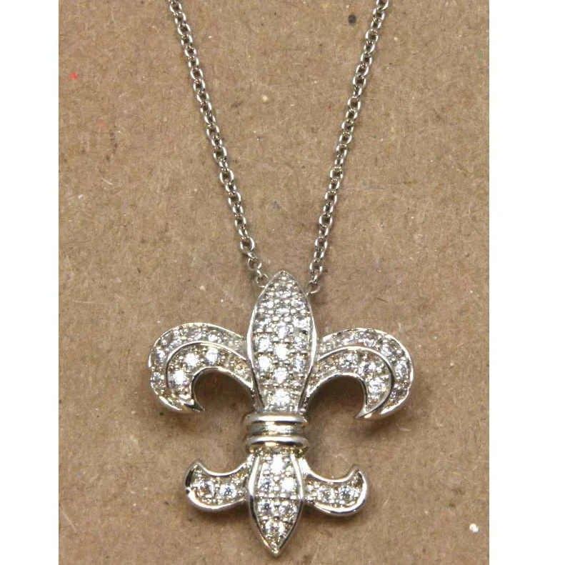 Simple Chain Necklace for Men-Fleur De Lis Necklace Sterling Silver