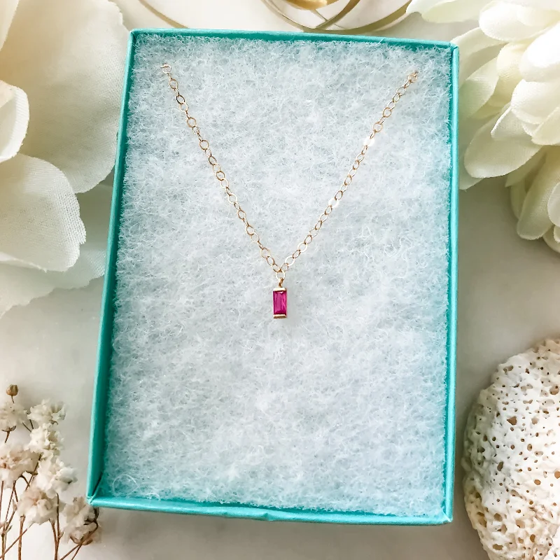 Gemstone Necklace for Wedding-Minimalist Ruby Necklace