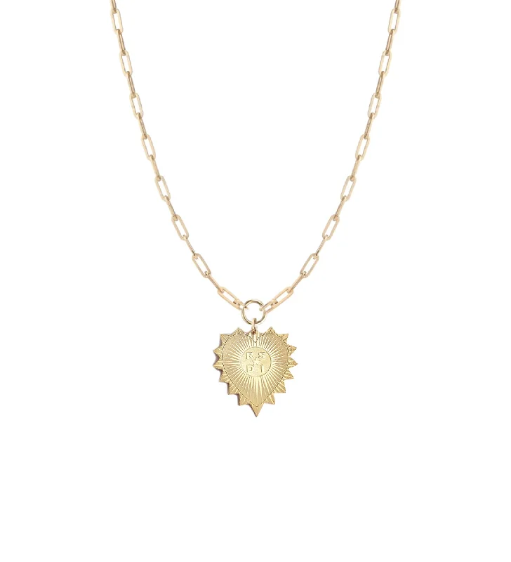 Simple Pendant Necklace for Day Wear-Vesta Initial Heart Medallion Necklace