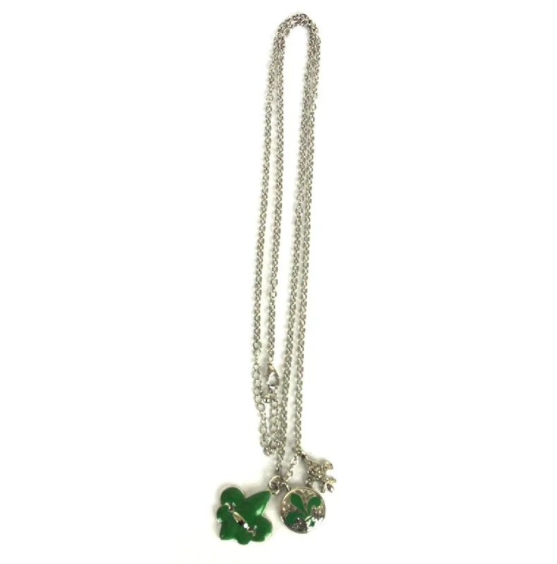 Colorful Bead Necklace for Summer-Fleur De Lis Charm Necklace Green