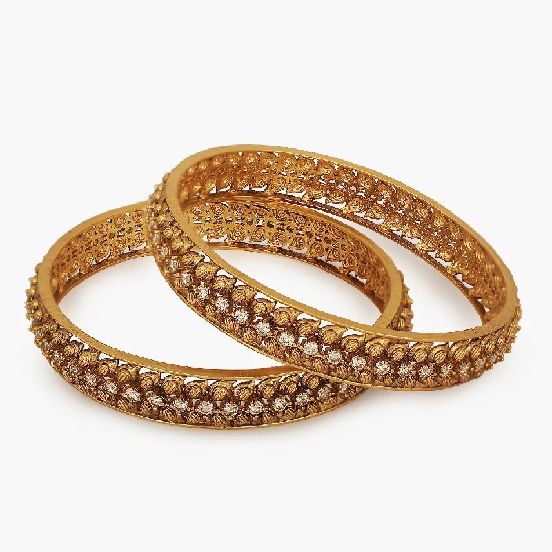 Stackable Gold Bangles for Trendy Style-Banvi Antique Bangles