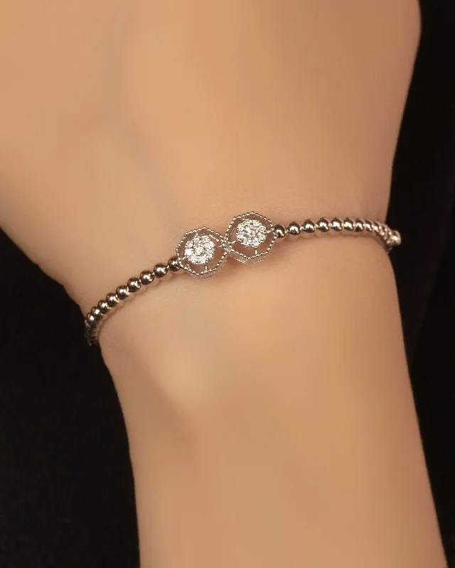 Simple Silver Bangles for Bridesmaids-Selena Diamond Bangle