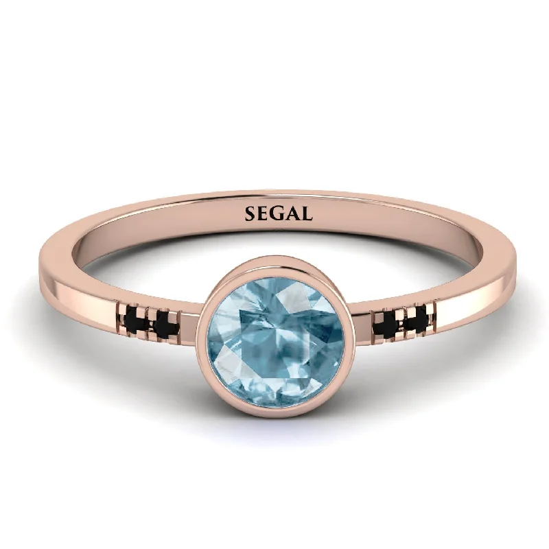 Designer Wedding Band for Women-Bezel Minimalist Aquamarine Ring - Kinsley No. 405