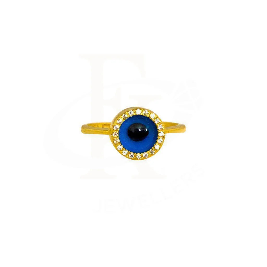 Large Engagement Ring for Women-Gold Evil Eye Solitaire Ring 18KT - FKJRN2011