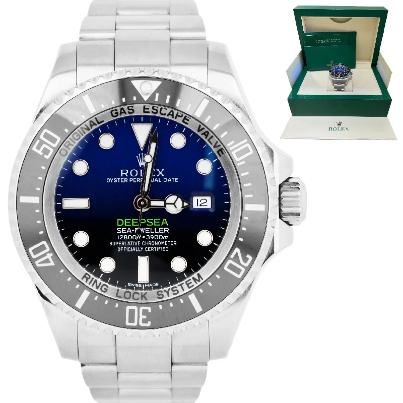 Designer Watches with Stainless Steel Bracelet-Rolex Sea-Dweller Deepsea 'James Cameron' Blue Stainless 116660 44mm Watch BOX