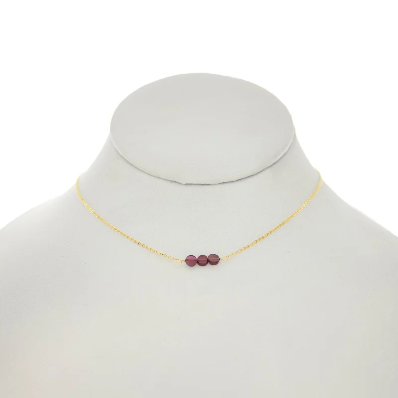 Bold Fashion Necklace for Evening Events-China Rose - Flat Garnet Bar Necklace