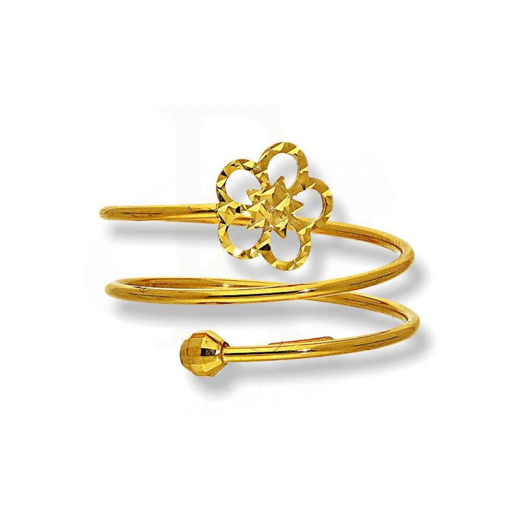 Trendy Gold Ring for Women-Gold Spiral Ring with Flower in 18KT - FKJRN18K2172