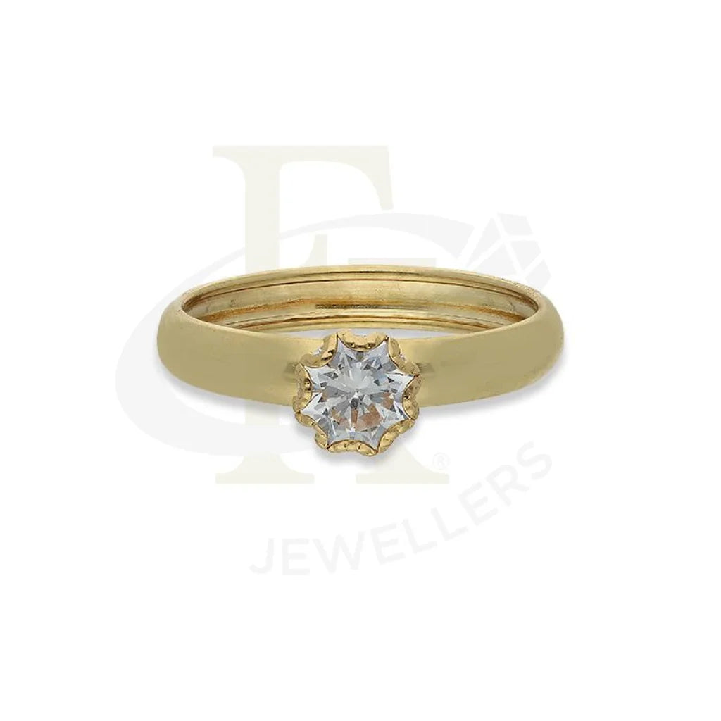 Vintage Gold Ring for Special Occasions-Gold Star Solitaire Ring in 18KT - FKJRN18K2657