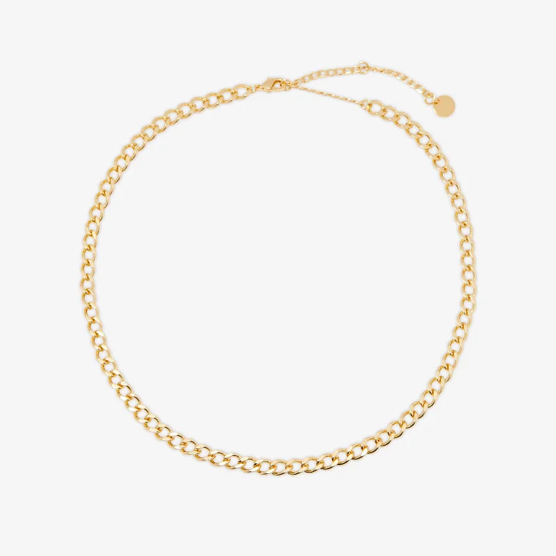 Rose Gold Chain Necklace for Style-Harper Curb Chain Necklace