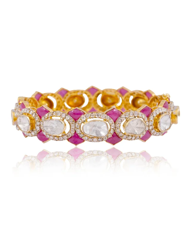 Luxury Wedding Bangles with Diamonds-Pritha Polki Bangle