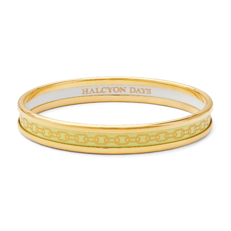 Multi-layer Bangles for Special Events-Skinny Chain Buttercup & Gold Enamel Bangle