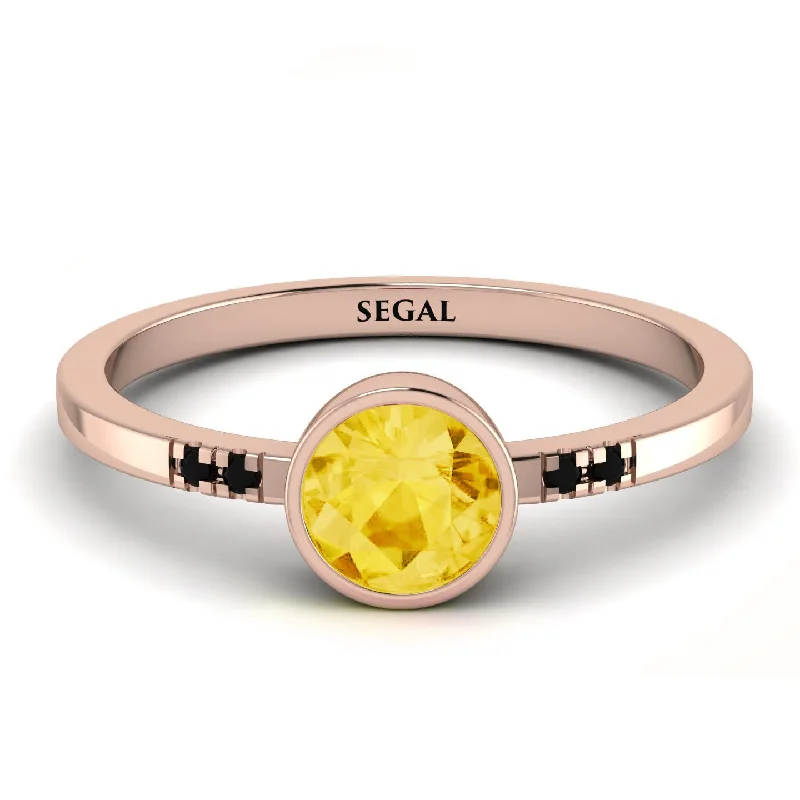 Vintage Engagement Ring for Special Day-Bezel Minimalist Citrine Ring - Kinsley No. 605