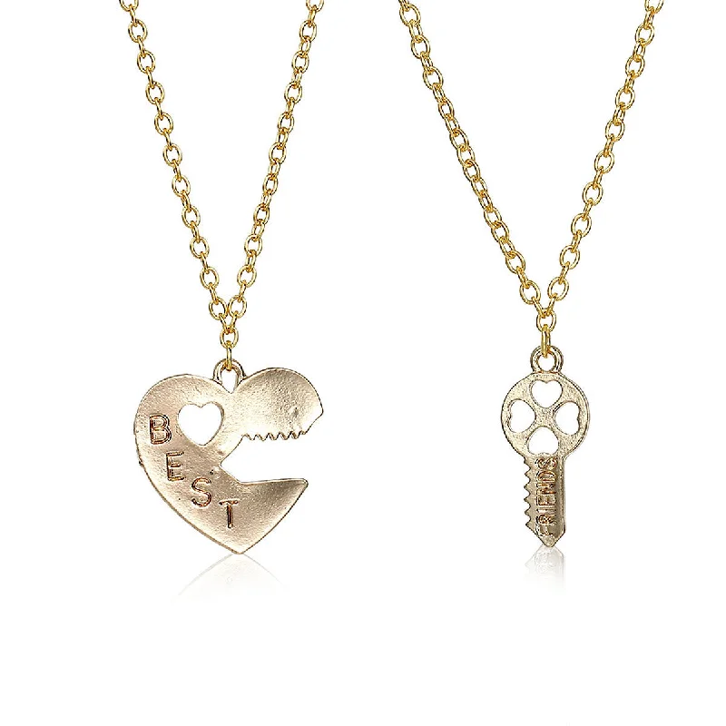 Bridal Necklace with Crystals-Sexy Sparkles 2pcs Broken Heart Lock & Key inch  BEST FRIENDS inch  Pendants Necklace