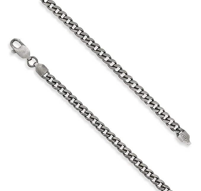 Rose Gold Chain Necklace for Style-Men's Oxidised Curb Chain - Sterling Silver