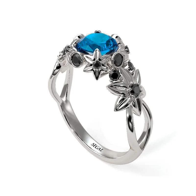 Beautiful Ruby Ring for Statement Look-Flowers And Branches Blue Topaz Ring - Katherine no. 506