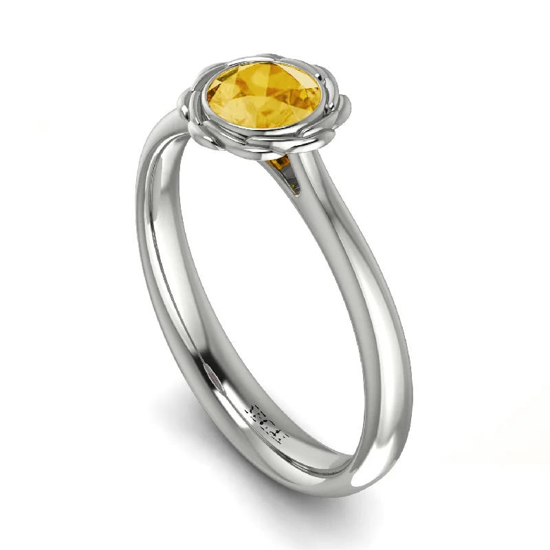 Birthstone Engagement Ring for Women-Solitaire Minimalist Citrine Ring - Eden No. 603