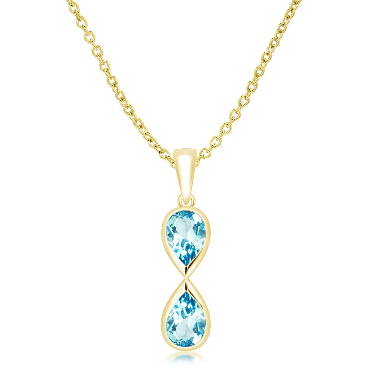 Layered Necklace for Trendy Looks-Unique & Co Gold Vermeil Blue Topaz Pendant Necklace