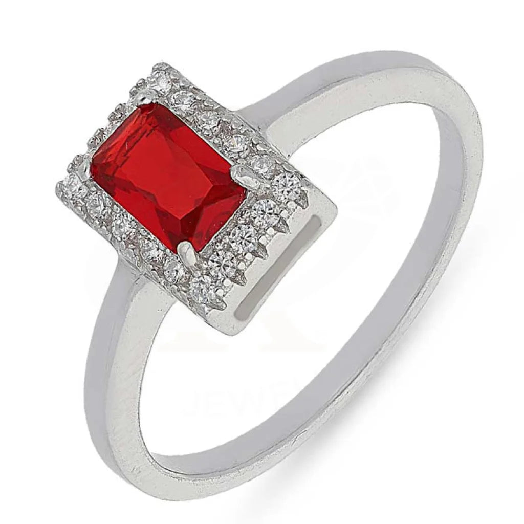 Elegant Silver Engagement Ring-Sterling Silver 925 Red Solitaire Ring - FKJRNSL2484