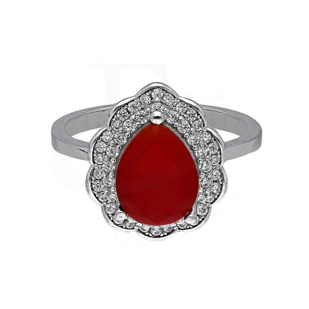 Classic Gold Wedding Ring-Sterling Silver 925 Red Pear Shaped Solitaire Ring - FKJRNSL3505