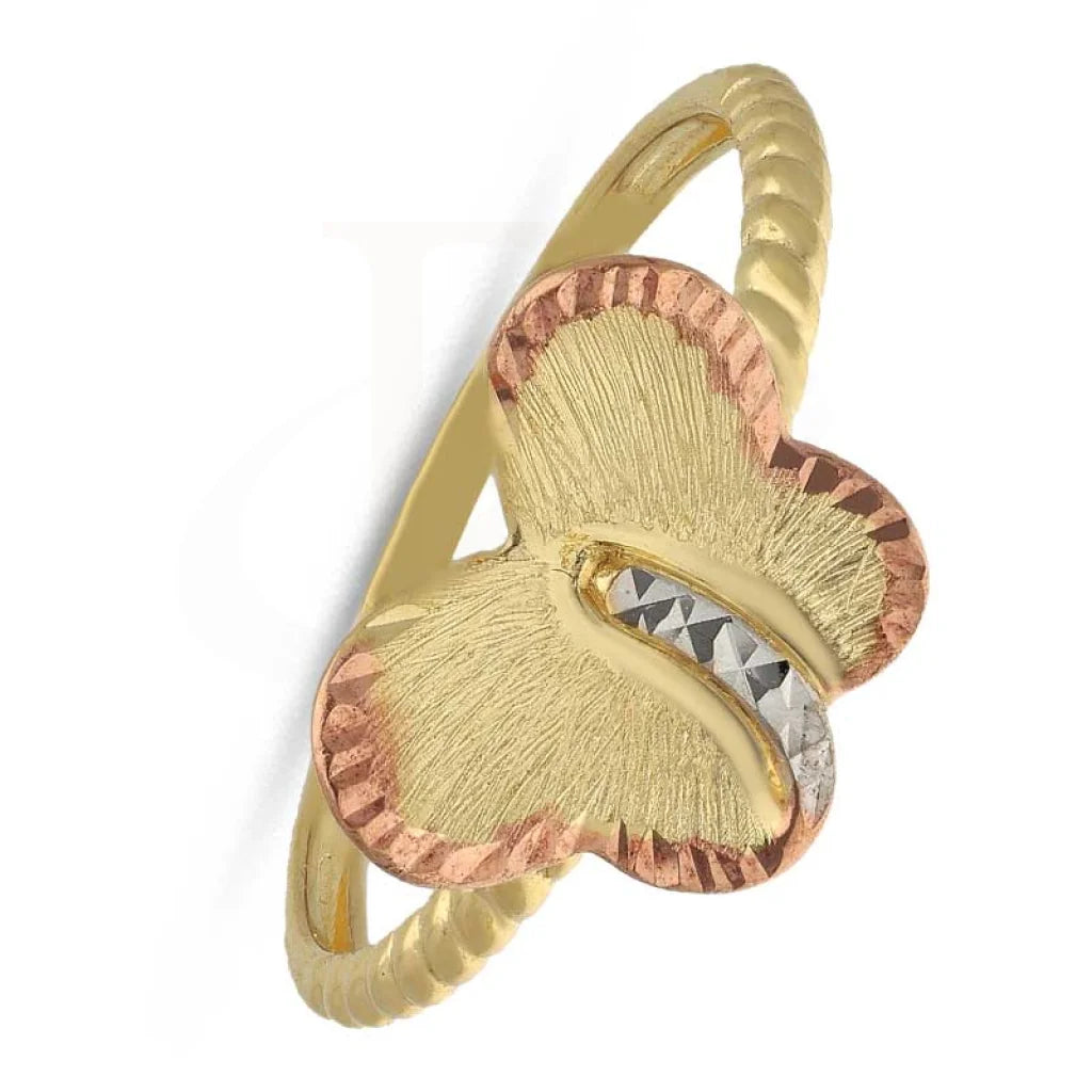 Bridal Ring Set for Weddings-Tri Tone Gold Butterfly Shaped Ring 18KT - FKJRN18K3797