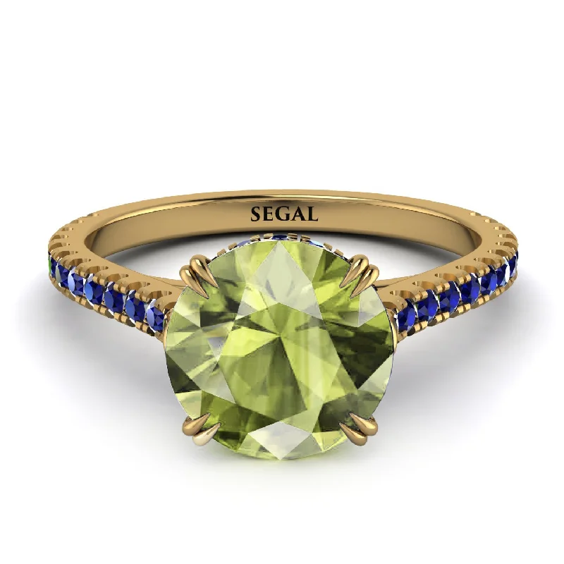 Luxury Gemstone Ring for Women-Hidden Diamond Double Cat Claw Prongs Peridot Ring - Hazel No. 713