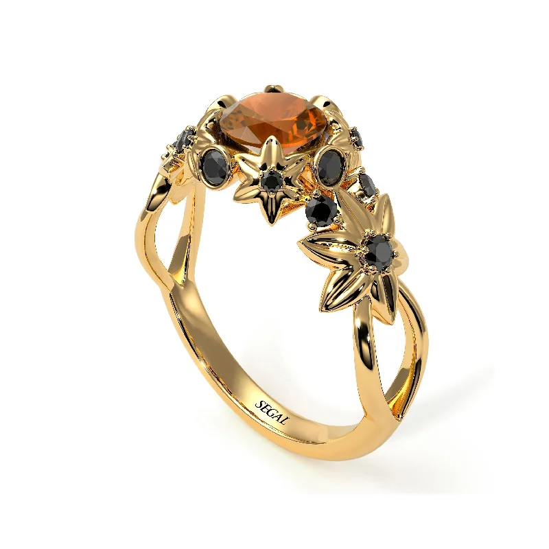 Classic Diamond Ring for Engagement-Flowers And Branches Brown Diamond Ring - Katherine no. 1104