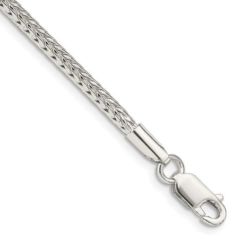 Unique Beaded Bracelet for Festival Wear-Sterling Silver 2.5mm Diamond-cut Round Franco Chain Bracelet