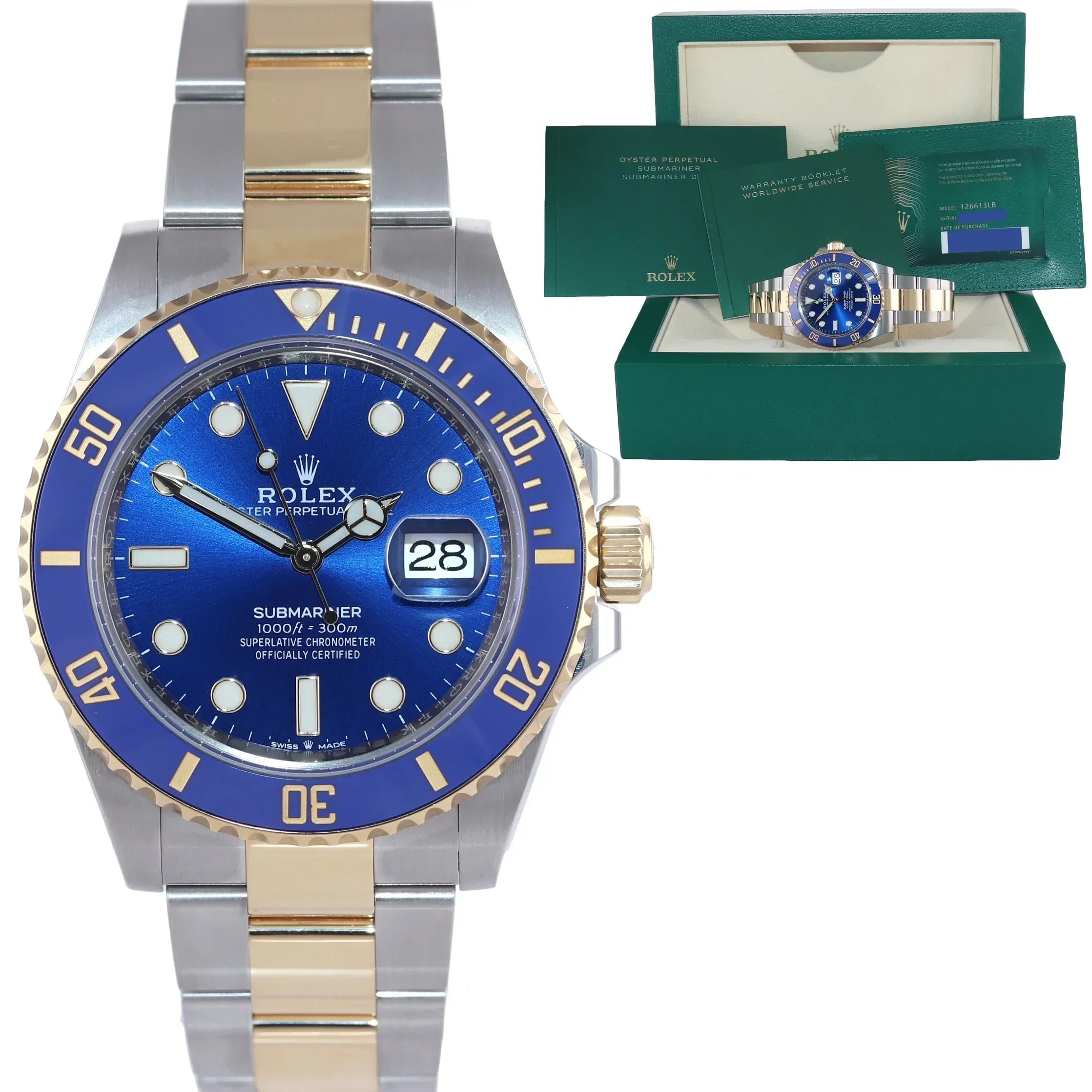 Fashionable Watches for Women with Bold Colors-NEW 2022 PAPERS Rolex Submariner 41mm Blue 126613LB Two Tone Gold Steel Watch