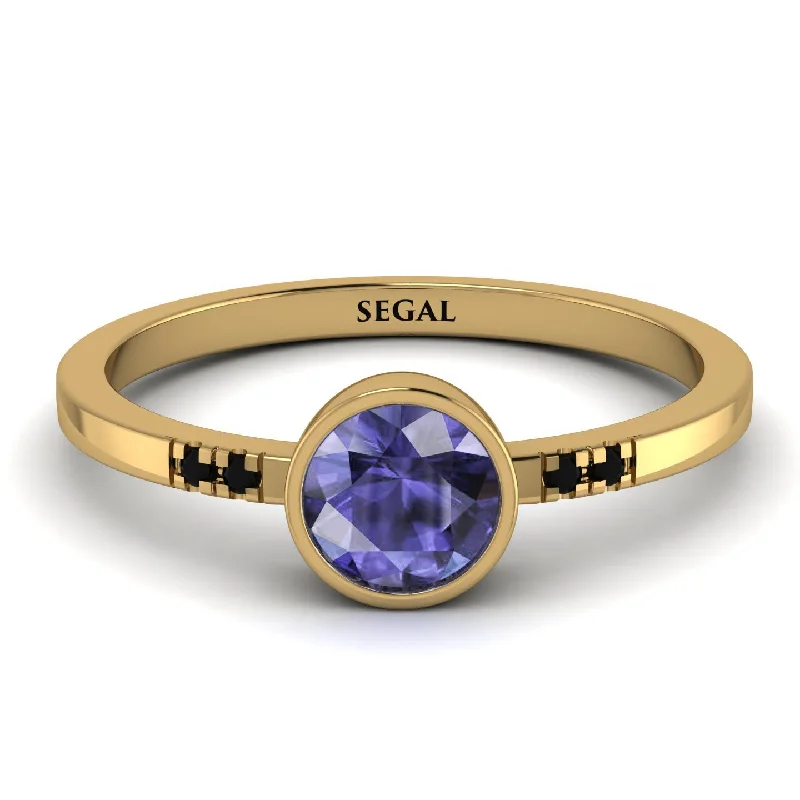 Simple Engagement Ring for Elegant Look-Bezel Minimalist Tanzanite Ring - Kinsley No. 204