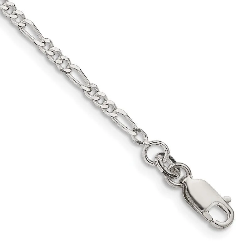 Fashionable Silver Bracelet for Casual Wear-Sterling Silver 2.25mm Figaro Chain Bracelet