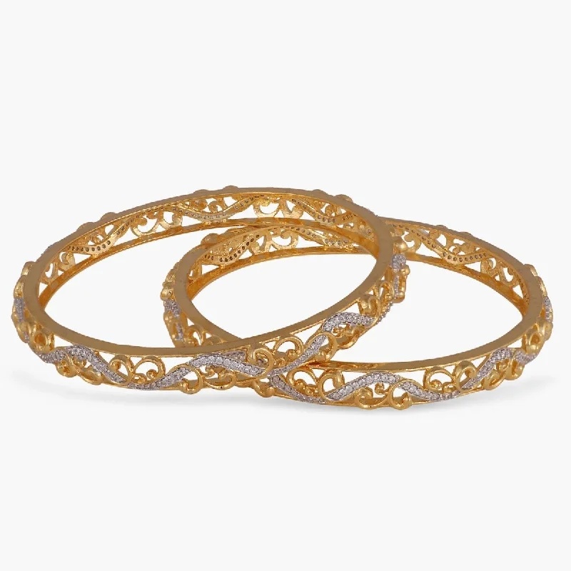 Simple Gold Bangles for Classic Look-Ciena Nakshatra CZ Bangles