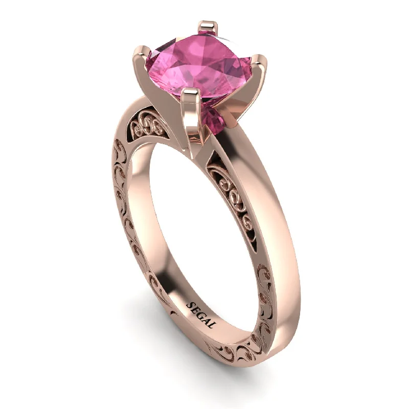 Custom Engagement Ring for Bold Women-Vintage Solitaire Pink Moissanite Ring - Vera No. 802