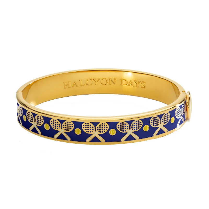 Elegant Bangles for Formal Wear-Tennis Racket & Ball Cobalt Bangle