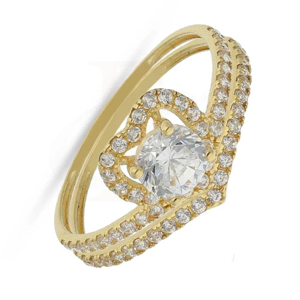 Designer Ring for Women-Gold Heart With Solitaire Twins Ring 18KT - FKJRN18K3780