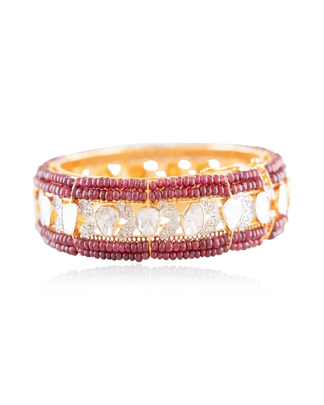 Silver Bangles with Colored Stones-Mrunal Polki And Diamond Bangle