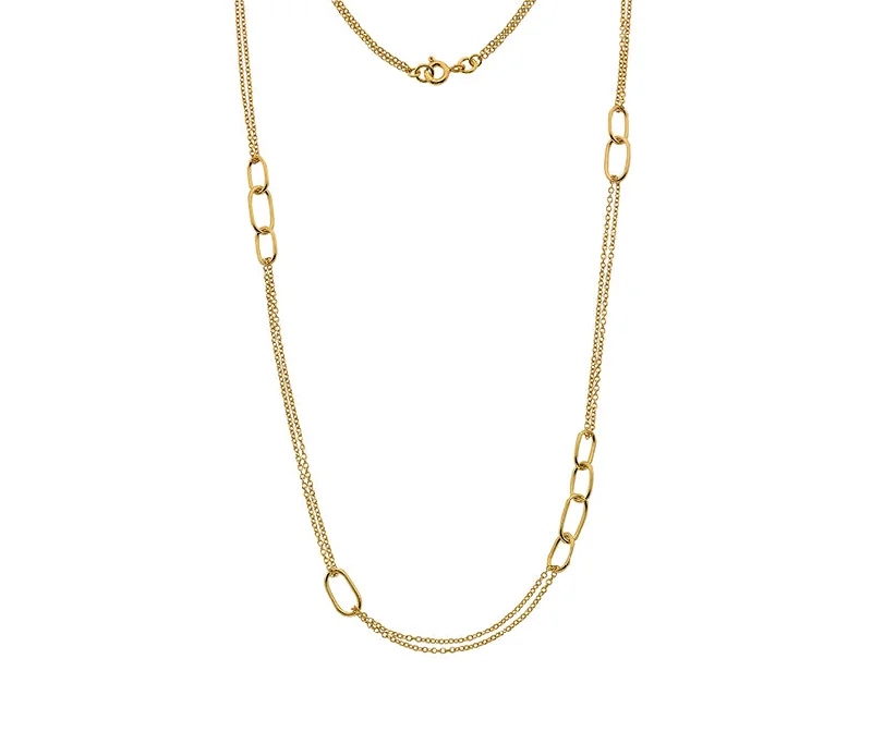 Bridal Necklace with Pearls-9ct Yellow Gold Oblong Station Necklace