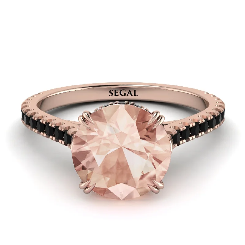 Chunky Gemstone Ring for Bold Style-Hidden Diamond Double Cat Claw Prongs Morganite Ring - Hazel No. 908