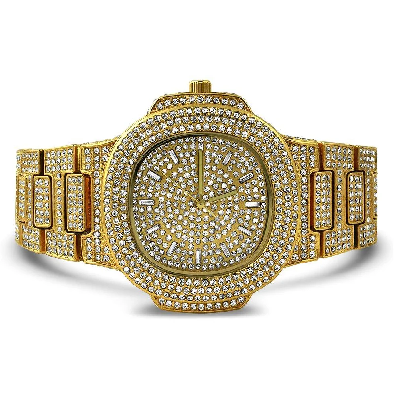 Stylish Watches with Mesh Strap-Big Face 44MM Bling Bling Blizzard Watch