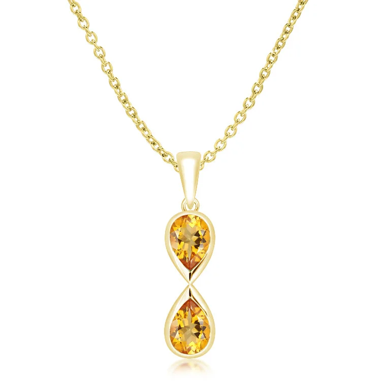 Large Crystal Necklace for Evening Wear-Unique & Co Gold Vermeil Golden Citrine Pendant Necklace