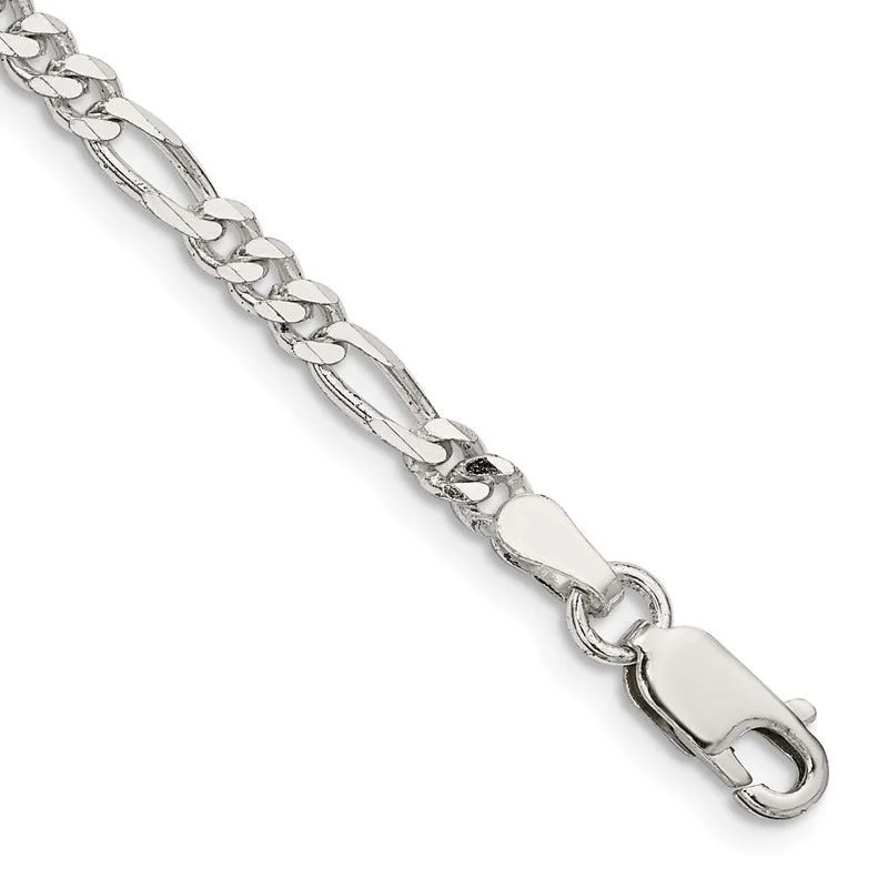 Unique Handmade Bracelet for Special Gifts-Sterling Silver 3.5mm Figaro Chain Bracelet