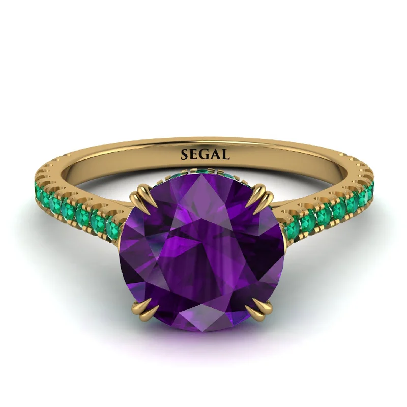 Beautiful Ruby Ring for Statement Look-Hidden Diamond Double Cat Claw Prongs Amethyst Ring - Hazel No. 304