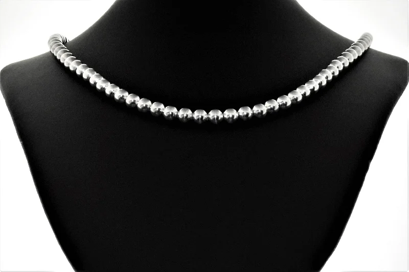 Stylish Gem Necklace for Women-Sterling Silver 6mm Bead Necklaces