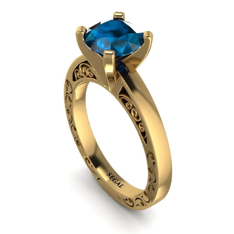 Customizable Promise Ring-Vintage Solitaire Blue Topaz Ring - Vera No. 501