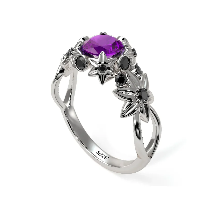 Vintage Engagement Ring for Special Day-Flowers And Branches Amethyst Ring - Katherine no. 306