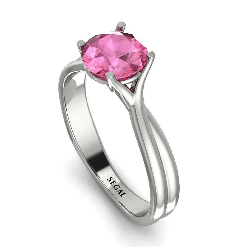 Vintage Gold Ring for Special Occasions-Solitaire Twist Shank Pink Moissanite Ring - Eleanor No. 803