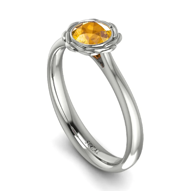 Solitaire Engagement Ring for Women-Solitaire Minimalist Yellow Diamond Ring - Eden No. 1003