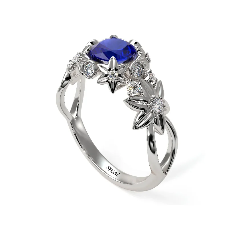 Unique Promise Ring for Her-Flowers And Branches Sapphire Ring - Katherine no. 45