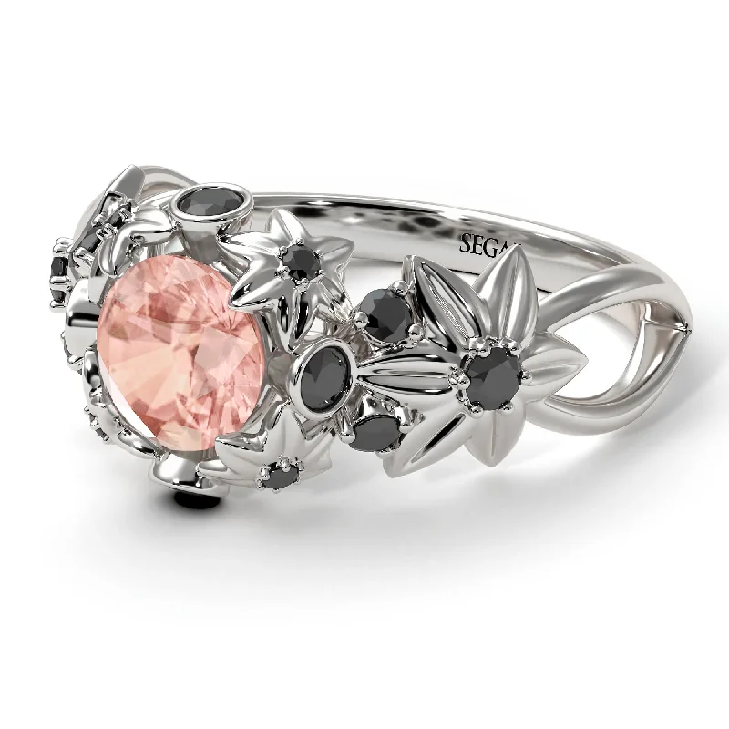 Personalized Gemstone Ring for Gifts-Flowers And Branches Morganite Ring - Katherine no. 906