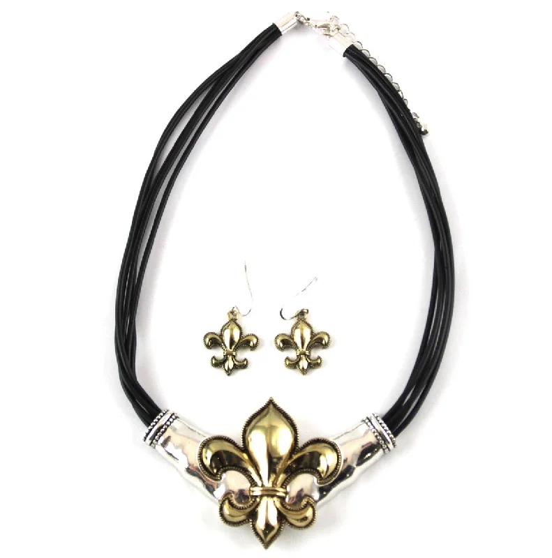 Artistic Necklace for Fashion Lovers-Fleur De LIs Necklace & Earrings